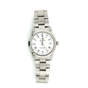 Rolex 34mm Oyster Perpetual Date Ref. 15200 White Dial Roman Numerals and Oyster Bracelet in Stainless Steel Watch – Assay Jewelers