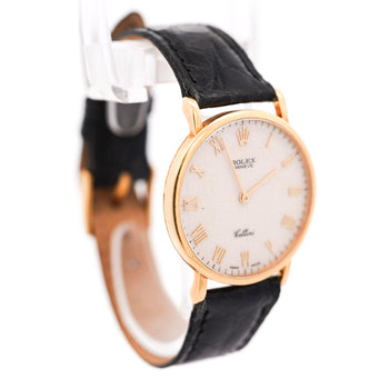 Rolex Cellini Ivory Jubilee 32mm Dial 18K Gold On Leather Watch – Assay Jewelers