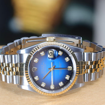 Rolex Datejust 16233 Blue Gradient Factory Diamond Dial Watch – Assay Jewelers