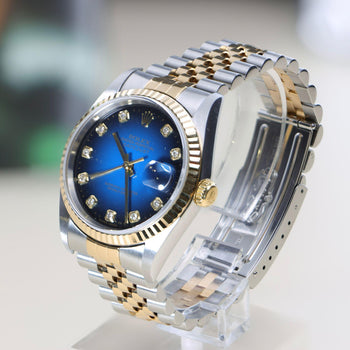 Rolex Datejust 16233 Blue Gradient Factory Diamond Dial Watch – Assay Jewelers