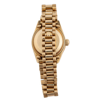 Rolex Datejust 6917 26mm 18K Gold President Diamond Bezel Black Dial Watch – Assay Jewelers
