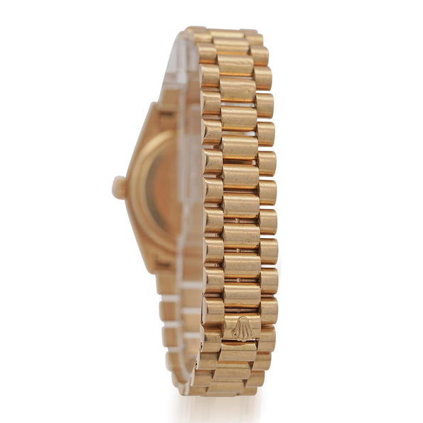 Rolex Daydate 36mm 18K Gold Fluted Bezel Champagne Tapestry Presidential Watch