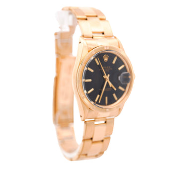 Rolex OP Date 1501 34mm 18K Gold Black Gloss Dial Watch – Assay Jewelers