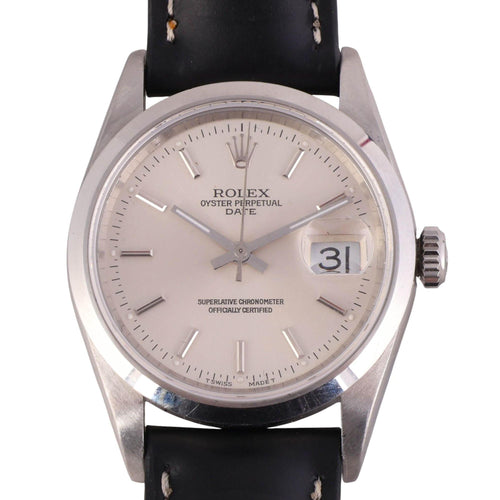 Rolex Oyster Date 15200 Automatic Watch Stainless Steel Silver Dial Strap