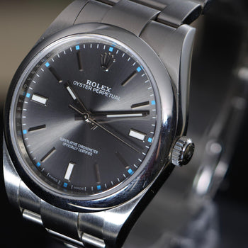 Rolex Oyster Perpetual 114300 Rhodium Dial 39mm Stainless Steel Full Set Watch – Assay Jewelers