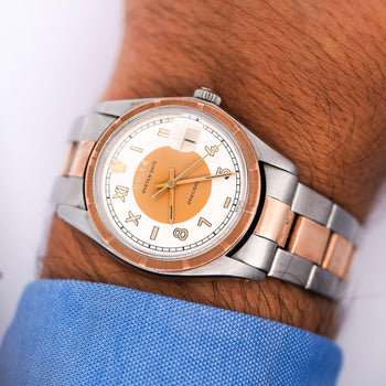 Rolex Oyster Precision 34mm Two-Tone Rose Gold Steel Rare Dial 1978 Watch – Assay Jewelers