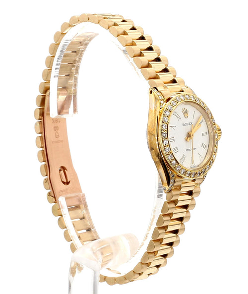 Rolex Precision 22mm Diamond Bezel 18K Gold Watch