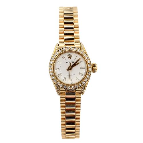 Rolex Precision 22mm Diamond Bezel 18K Gold Watch