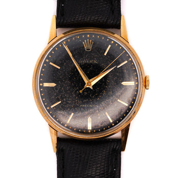 Rolex Speckled Gold Dial 33MM 18K Gold Precision Leather Watch – Assay Jewelers
