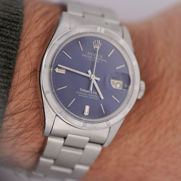 Rolex for Tiffany and Co Oyster Perpetual Date 15210 Dark Blue Dial Watch