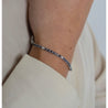 Round Cut Blue Sapphire & Diamond Prong Set Tennis Bracelet in 14K White Gold