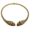 Sapphire and Diamond 18K Gold Leopard Motif Choker Necklace