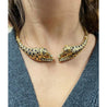 Sapphire and Diamond 18K Gold Leopard Motif Choker Necklace