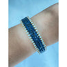 Square Cut Blue Sapphire and Diamond Cluster Tennis Bracelet