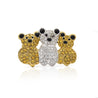 Three Bear Motif 18K Two-Tone Gold Diamond and Sapphire Convertible Brooch Pin