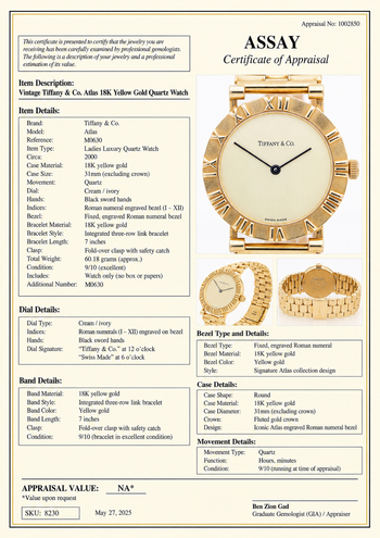 Tiffany & Co Atlas 18K Gold 31mm Cream Dial Quartz 3 Row Bracelet Watch – Assay Jewelers