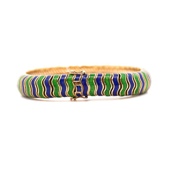 Tiffany & Co. 18K Gold Green and Blue Enamel Earring and Bracelet Set – Assay Jewelers