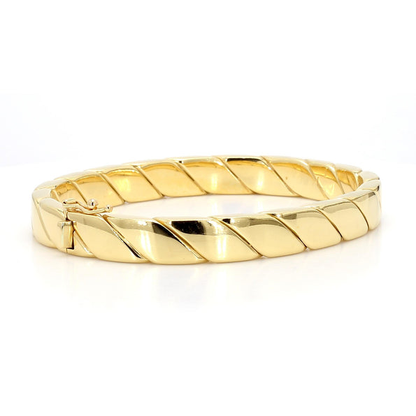 Tiffany & Co. 18K Gold Twisted Rope Flat Hinged Bangle Bracelet