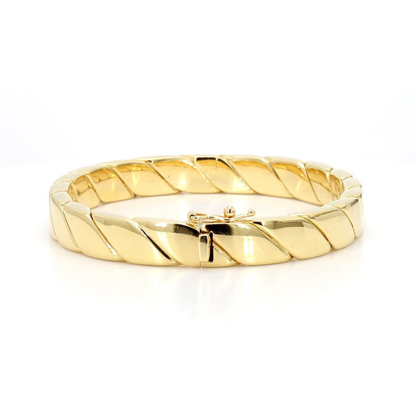 Tiffany & Co. 18K Gold Twisted Rope Flat Hinged Bangle Bracelet