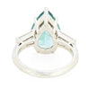 Tiffany & Co. 6.5 Carat Pear Cut Green-Blue Tourmaline and Diamond Platinum Ring