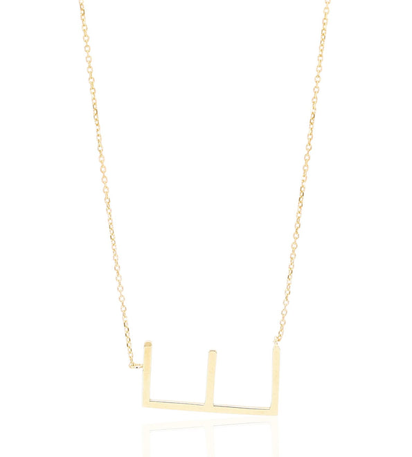 Tilted Initial 14K Gold Pendant Cable Chain Necklace