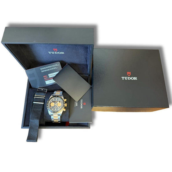 Tudor Black Bay Chrono S&G 79363N 41mm Black Dial Two Tone Watch Full Set
