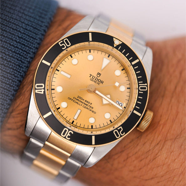 Tudor Black Bay S&G Two-Tone Champagne Dial Automatic Diver Watch Full Set