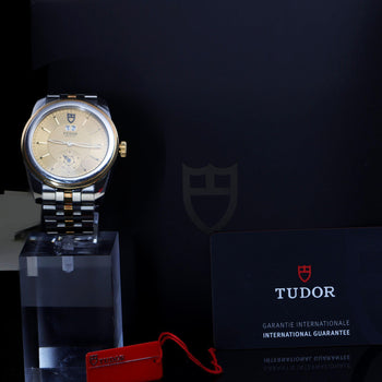 Tudor Glamour Double Date 57003 42mm Two Tone Steel Gold Champagne Dial Watch – Assay Jewelers