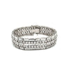 Unisex 18k Solid White Gold Baguette and Round Cut Natural Diamond 5-Row Multi Link Bracelet