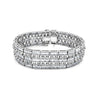 Unisex 18k Solid White Gold Baguette and Round Cut Natural Diamond 5-Row Multi Link Bracelet