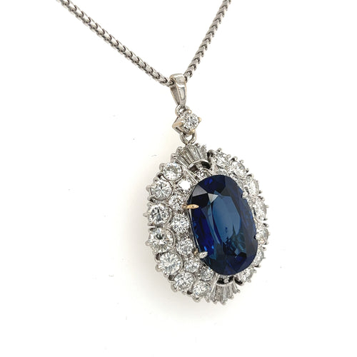 Van Cleef and Arpels Ceylon Blue Sapphire and Diamond Pendant Necklace