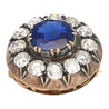 Victorian Era 3.82 Carat No Heat Sapphire and Diamond GRS Certified Brooch