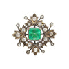 Victorian-Era Brooch With 3.12 Carat No Oil Colombian Emerald & Old Cut Diamonds