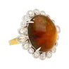 Vintage 11.36 Carat Opal and Briolette/Rose Cut Diamond Halo 18K Gold Ring