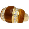 Vintage 14K Yellow Gold Tigers Eye & Diamond Dome Ring