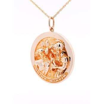 Vintage 14k Solid Gold Carved Medallion Pendant (Set of 3) by William Ruser - Our Lady of Fatima, Saint Martin, Saint George – Assay Jewelers