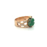 Vintage 18K Rose Gold Jadeite Jade Carved Frog Open Shank Ring