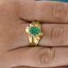 Vintage 1.44 Carat Oval Cut Emerald in 14K Gold Textured Statement Ring