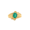 Vintage 1.44 Carat Oval Cut Emerald in 14K Gold Textured Statement Ring