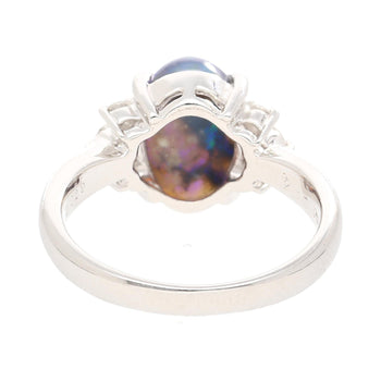 Vintage 2 Carat Oval Black Opal & Diamond 3 Stone Platinum Ring GIA Certified – Assay Jewelers