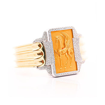 Vintage 22K and 18K Pegasus Motif Bangle Bracelet in Diamond Bezel – Assay Jewelers