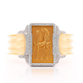 Vintage 22K and 18K Pegasus Motif Bangle Bracelet in Diamond Bezel – Assay Jewelers