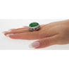 Vintage 24 Carat Oval Cabochon Jade and Round Diamond Floral Pattern Ring