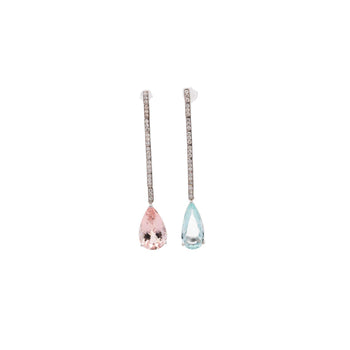 Boucles d'oreilles détachables mix & match Anciens 26 CTTW en aigue-marine, kunzite et diamant – Assay Jewelers