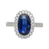 Vintage 2.38 Carat No Heat Oval Blue Sapphire & Milgrain Finish Diamond Ring