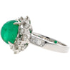 Vintage 3.32 Carat Cabochon Emerald and Diamond Halo Ring in 14K White Gold