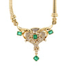 Vintage 5 Carat Emerald & Diamond Necklace in 14K Gold