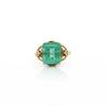 Vintage 5 Carat Emerald Square Cut Openwork 14K Gold Solitaire Ring