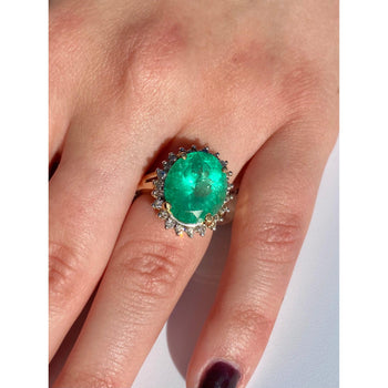 Bague Anciens en or jaune 14k avec émeraude colombienne de 6,88 carats – Assay Jewelers