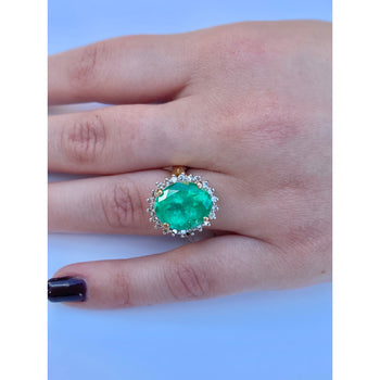 Bague Anciens en or jaune 14 k avec émeraude colombienne de 6,88 carats – Assay Jewelers